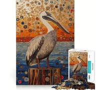 Pelican on A Stump Gustav Style 1000 Piece Jigsaws for Adults Puzzle Focus Brain Toy Quiet Fun Tight Edge Santa Wish Item (38x52cm)