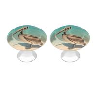 Pelican On The Beach Drawer Pulls Handles Knobs Flat Black Cabinet Cup with Screw 2 Pack