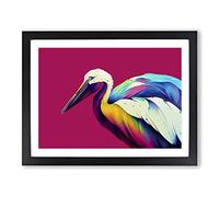 Pelican Painted Abstract Framed Wall Art Print A2 Black