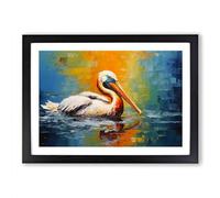 Pelican Palette Knife Framed Wall Art Print A2 Black