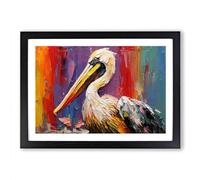 Pelican Palette Knife Framed Wall Art Print A2 Black