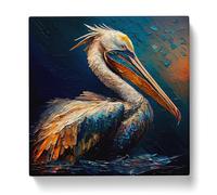 Pelican Palette Knife Painting Canvas Print | Gallery Wrapped 30mm Frame Wall Art | 20x20 inches | Ready to Hang | Modern Bird Picture | Living Room Bedroom Lounge Office