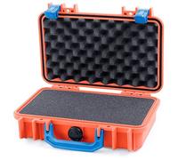 Pelican Protector 1170 Case by ColorCase - Orange - Small Size Waterproof Case with Pick & Pluck Foam & Convoluted Lid Foam - Blue Latches