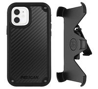 Pelican Shield Case for iPhone 12 Mini - Kevlar Series Rugged Protection, Wireless Charging Compatible, 3X Military Grade Drop Protection, Shockproof - Includes Belt Clip Holster/Stand - Black