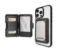 Pelican Shield Magnetic Wallet - RFID Blocking - Snap-on MagSafe - Titanium iPhone Wallet - Drop Protection for Pro Max