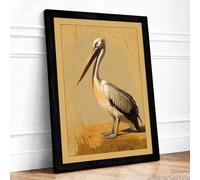 Pelican Study Vintage Framed Wall Art Print A2 Black