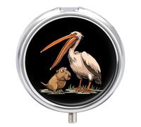 Pelican Tries to Eat Capybara Travel Pill Organizer Portable Pill Case Small Pill Box for Purse Pocket