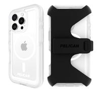 Pelican Voyager iPhone 16 Pro Case [Compatible with MagSafe] Rugged Phone Case w/ 18ft Military-Grade Drop Protection - Heavy Duty Phone Cover w/Belt Clip Holster for iPhone 16 Pro - Clear