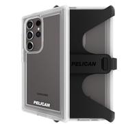Pelican Voyager - Samsung Galaxy S24 Ultra Case [6.8”] [18ft MIL-STD Drop Protection] [Wireless Charging] Rugged Phone Case for Samsung Galaxy S24 Ultra w/Belt Clip Holster Stand - Anti Yellow - Clear