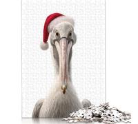 Pelican Wearing A Santa Hat Puzzle Brain Teaser 100% Recycled Cardboard Jigsaw Puzzle for Kids And Adults Age 12 Years Up Gifts 1000pcs (38x26cm)