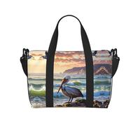 Pelicans on the coast Printed Tote Travel Bag With Adjustable Shoulder Strap Suitable For Travel And Sports