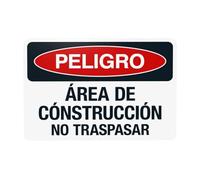 Peligro Area De Construccion No Traspasar Metal Warning Sign, Caution Security Poster for Road Street Home Business Wall Decor 12×8 Inches, White