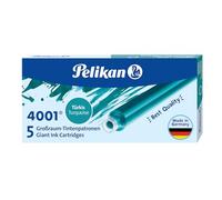 Pelikan 310656 Ink Cartridges 4001 Gtp/5, Pack of 5, Turquoise