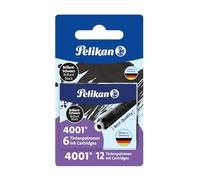 Pelikan 4001 Ink Cartridge TP/6, Gloss Black, 2x6 On Blister Card