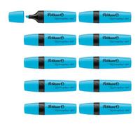 Pelikan 490 Highlighters, Blue, Water-Based Ink, Exam & Study Highlighters with Chisel Tip, Pack of 10 in box
