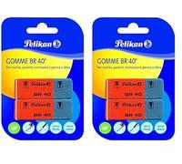 Pelikan BR40 Erasers White Eraser for Pencil, Crayons, Ink and Ball Pens, Suitable for Technical Art Drawing and School Use, Pack of 4