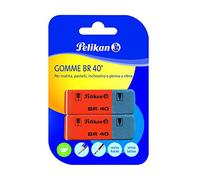 Pelikan BR40 Erasers White Eraser for Pencil, Crayons, Ink and Ball Pens, Suitable for Technical Art Drawing and School Use, Pack of 2