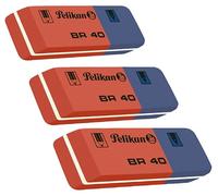 Pelikan BR40 Rubber Eraser (Blue/Red, 3 Erasers)