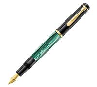 Pelikan Classic 200 Fountain Pen, Green Marbled, Nib M (Medium), High-Quality Piston Fountain Pen in Gift Case, 994103
