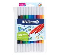 Pelikan Colorella Duo Tip Felt Tip Pens, 10 pack, Double-ended Colouring Pens, Fine & Thick Tip, for Adults and Kids