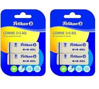 Pelikan Erasers S+S 40, White, Pack of 4, for Charcoal and Graphite, Latex and Phthalates Free, Made in Germany