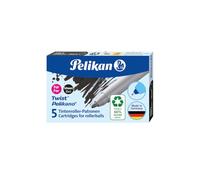 Pelikan Ink Cartridges for Twist Pelikano Ballpoint Pen | Set of 5 Pieces | Ink Inkjet Replacement | Intensive Clear Color | Calligraphy Hand Writing for School Work Office | Black