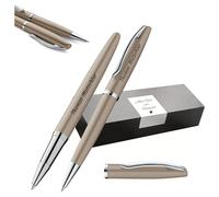 Pelikan Jazz Noble Elegance K/R36 Ballpoint Pen and Rollerball Pen with Engraving Gift - Unique Pens with Name - Personalised Gifts (Taupe)