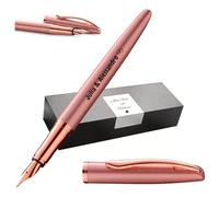 Pelikan Jazz® Noble Elegance P36 Fountain Pen with Engraving Gift - Unique Pens with Name - Personalised Gifts - Fountain Pen Personalised (Carbon Black) (Pink Rose)