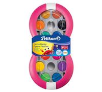 Pelikan Paint Box 735 SP/24 with 24 Colours and 1 Tube Opaque White (Starter Magenta with Space Water Cup + Brush Set), A (Paint Box)