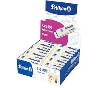 Pelikan S+S40 Soft White Rubber Erasers for Graphite Pencils Suitable for Artistic and School Drawing 40 Pcs