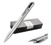 Pelikan Snap Ballpoint Pen with Engraving - Personalised Retractable Ballpoint Pen + Case - Gift for School, Office & Study (Silver)
