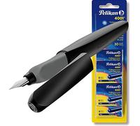 Pelikan Twist 946806 Fountain Pen in Universal Folding Box for Right and Left-Handed Users, Nib M, Black (Black | Cartridge Set)