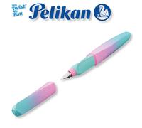 Pelikan Twist Colour Edition Fountain Pen Stainless Steel Nib M Line Width Includes Ink Cartridge Mint / Rose