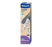 Pelikan Twist Eco Fountain Pen Stainless Steel Nib M Line Width Includes Ink Cartridge Grey