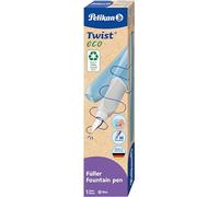 Pelikan Twist Eco Fountain Pen Stainless Steel Nib M Line Width with Ink Cartridge Blue