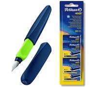 Pelikan Twist Fountain Pen in Folding Box, Universal for Right and Left-Handers, Nib M [Apple Blue] + 30 Cartridges Set