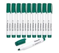 Pelikan Whiteboard Marker Pens 741, Green, 2 mm Bullet Tip, Refillable Dry Erase Markers with Cap-Off Ink, Pack of 10
