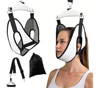 Pelintrvne Cervical Neck Traction Device for Home Use - Neck Sling for Spine Decompression, Neck Stretcher for Neck Pain, Over the Door Device for Necks Decompression, Physical Therapy AIDS (White)