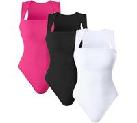 Pelinuar The Tessi Bodysuit,Body Suit Shapewear Tummy Control,Square Neck Sleeveless Slimming Bodysuit for Womens,Sexy Ribbed Tummy Control Tank Tops,Say Bye To Flabby Bellies (Set E, M)