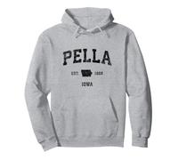 Pella Iowa IA Vintage Sports Design Black Print Pullover Hoodie