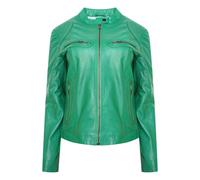 Pelle D’annata Ladies Real Leather Biker Jacket - Cool Green - 8 - Green