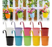 Pelle & Sol 10 Pack Metal Flower Hanging Pot Vase Bucket with Detachable Hook - Garden Hanger Planter Decor for Seedlings, Brigade, Fence, Balcony Outdoor Decoration (Pack of 10)