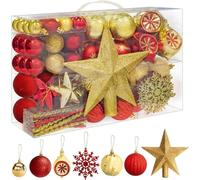 Pelle & Sol 108 Pieces Christmas Baubles Set - Assorted - Gold & Red Decorations | Size: 1 Pack Pelle & Sol Gold 1 Pack