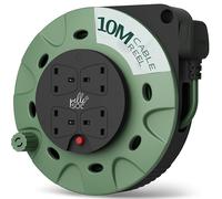Pelle & Sol 10m Extension Lead Cable Reel with 4 Sockets - Heavy Duty 3120W Power Extension Cable with Overheat Protection for Home, Garden, DIY & Workshop Use
