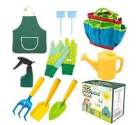 Pelle & Sol 10pcs Kids Gardening Tool Set Shovel Rake Trowel Sprayer Gloves Pelle & Sol Multicolor