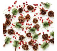 Pelle & Sol 130 Piece Christmas Crafts Realistic Pine Cones & Berry Accessory-DIY Wreath Making Supplies Xmas Tree Ornaments for Christmas Decorations