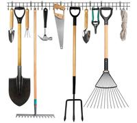 Pelle & Sol 160cm Wall-Mounted Garden Tool Storage Rack in Black Pelle & Sol Black