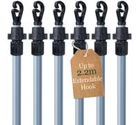 Pelle & Sol 2.2M Telescopic Washing Line Pole Heavy Duty Pack Of 6 Iron Clothes Prop For Outdoor Drying Support
