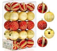 Pelle & Sol 30 Pcs Christmas Baubles Set 6cm / 2.36 inches - Red & Gold | Size: 30 Pieces Pelle & Sol Multicolor 30 Pieces