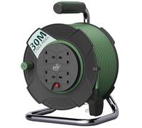 Pelle & Sol 30m Heavy Duty Pro 4-Way UK Cable Reel Extension Lead, Power Extension Cord with Iron Stand, 13A Socket Extension, Overheating Protection, Cable Drum for Garage, DIY & Workshop Use